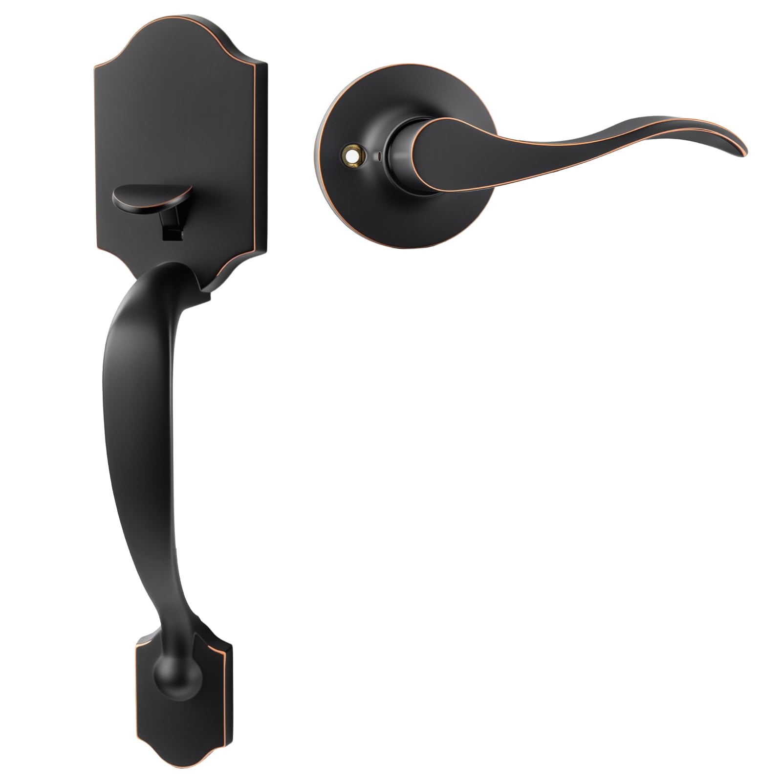 Photo 1 of **MISSING PARTS**
Goldenwarm Bronze Front Door Handle, Entry Door Handles, Single Cylinder Front Door Handle Only, Oil-Rubbed Bronze Door Handle Exterior