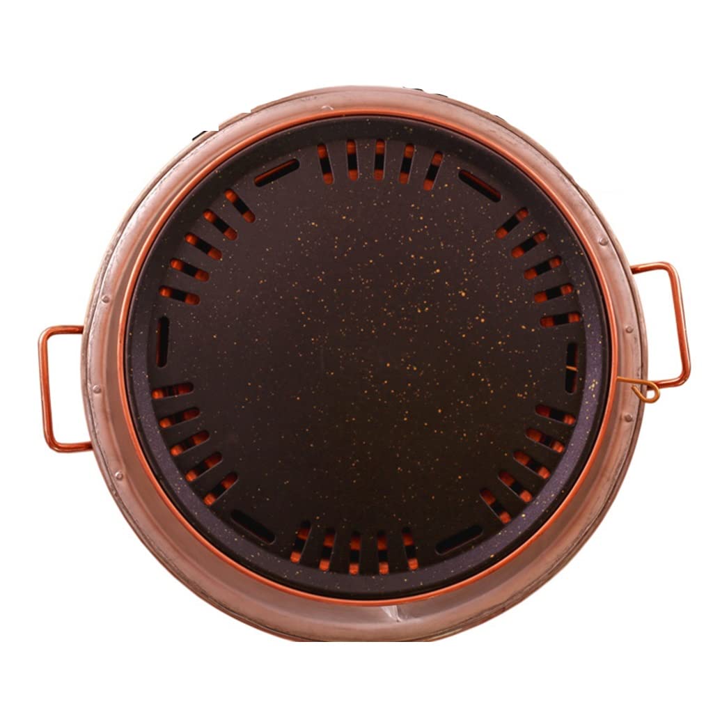 Miedź Hot Pot Grillowanie Czysta Miedź Pogrubiony Ręczny Grill Mięso Podwójne zastosowanie, Mosiądz - 34 cm