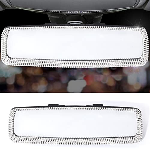 LivTee-Bling-Car-Rearview-Mirror-Car-Bling-Decorations-Rear-View-Mirror-with-HD-Glass-Bling-Car-Interior-Accessories-for-Women-and-Teens-White