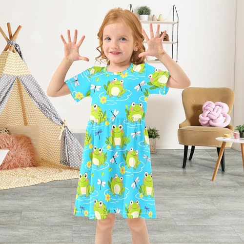 Girls Cute Duck Theme Summer Dresses Toddler Short Sleeve A-Line Dress4