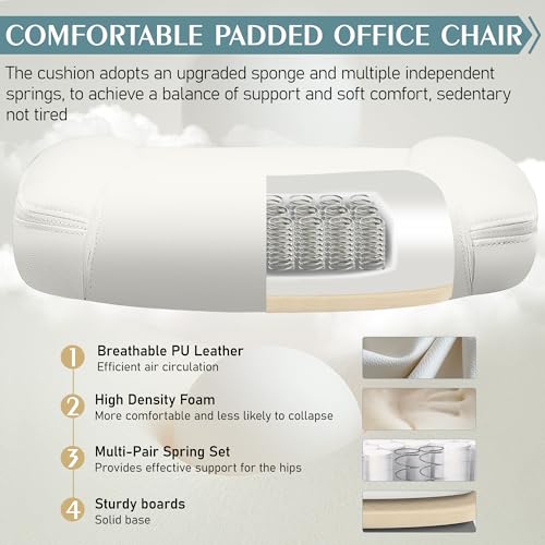 Image of Leather Office Chair, PU Home Computer Desk Chairs with Ergonomic Back Support, 360Swivel Free,Small Gaming Chair with Wheels and Adjustable Armrests, for Short People Use