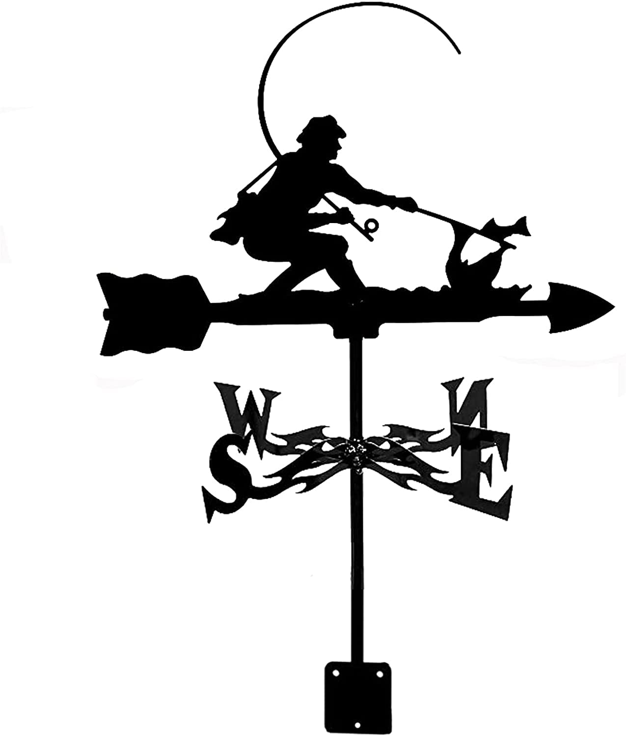 Weathercock Direction Indicator Weathervane Angler Swan Fairy Weather Vane Stainless Steel with Mounting Bracket for Garden Patio Yard Ornament Fairy
