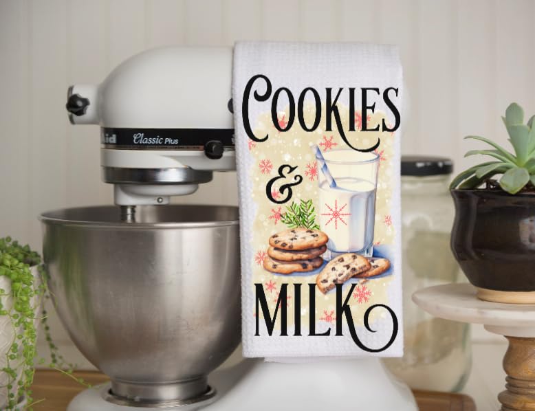 Cookies & Milk Microfiber White Waffle Weave Towel. 16 x 24 in. Absorbent, No Lint, Thick, Reusable, Commercial, Soft, Hand