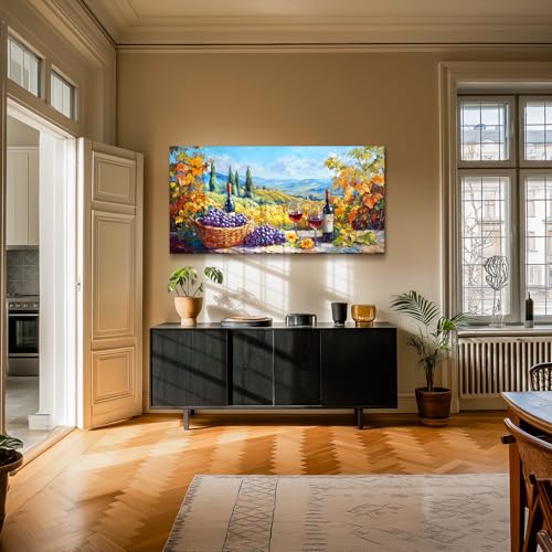 crmotu Orchard Landscape Wall Art, Vineyard Prints Dining Room Art, Fruit Grape Extra Large Canvas Paintings, Rustic Cozy Pictures Wall Decor Living Room Farmhouse Wine Cellar Home Office 30x60 Inch