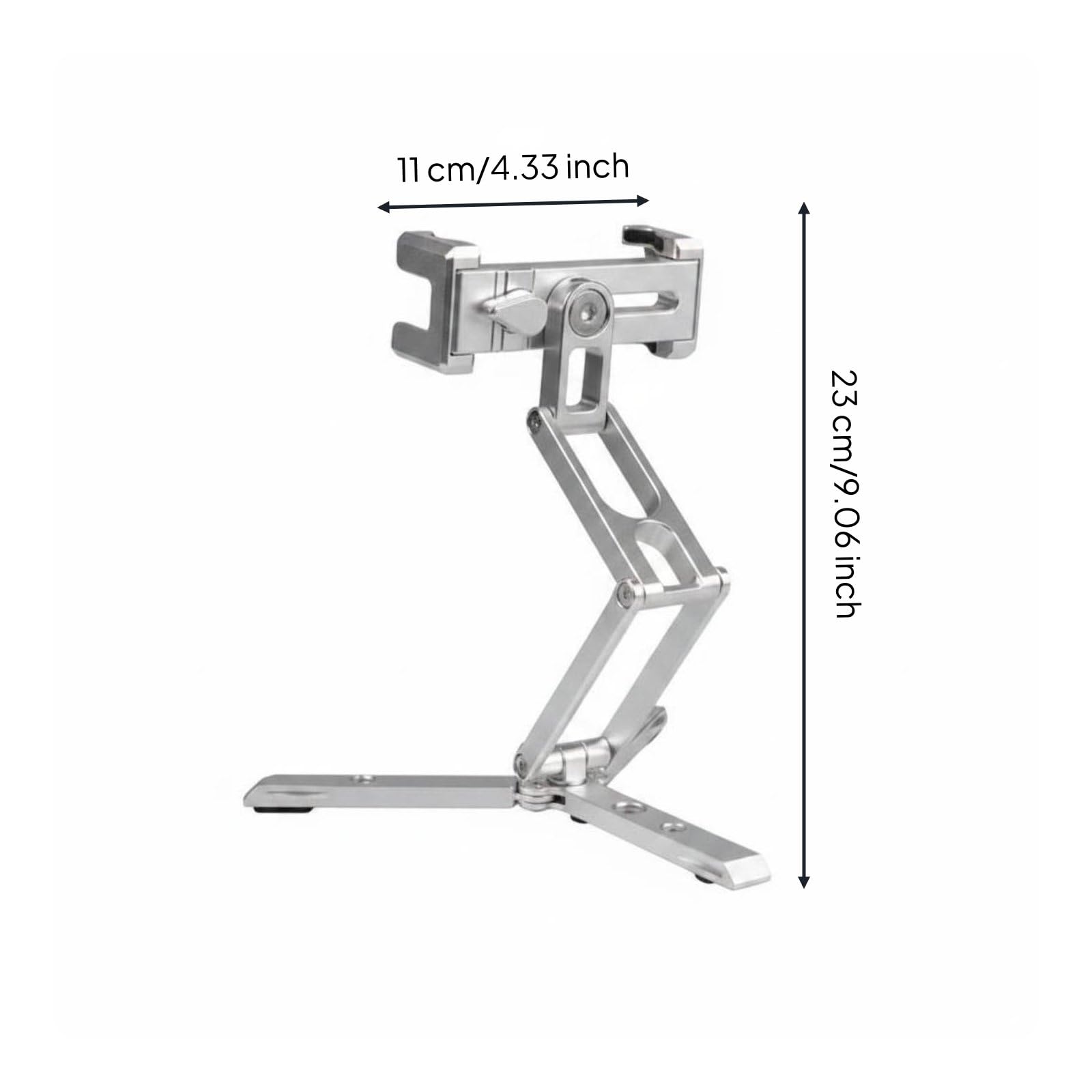 Soporte para Teléfono Plegable Trípode Soporte Escritorio Soporte Móvil Ajustable en Aleación de Aluminio Plegable Ligero Adecuado para Edición Rápida, Plateado, Perilla