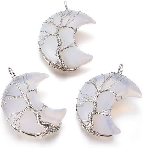 Beadthoven - Dijes de cristal curativo de piedras preciosas naturales envueltas en alambre para hacer collares, joyas, Piedra Platino Latón