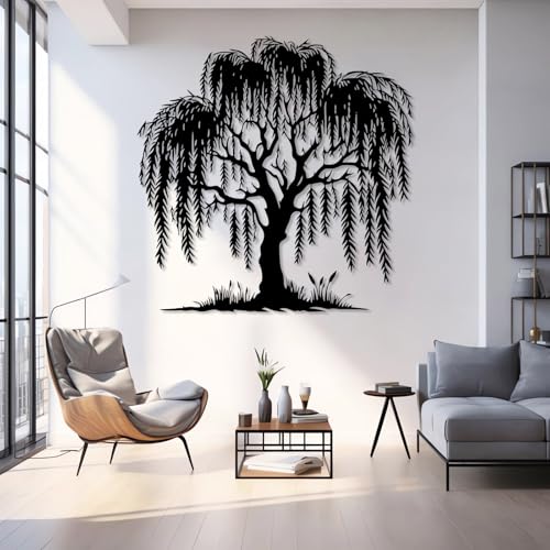 Metal Willow Tree Wall Art, Weeping Willow Tree Metal Wall Decor, Branch Art for Wall, Nature Wall Hanging, Farmhouse Sign, Wall Decor Living Room (Gold, 35"x35"|90x90cm) - Image 6