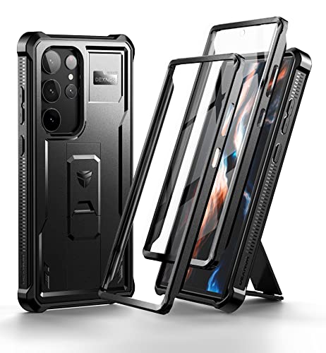Image of Dexnor Samsung Galaxy S23 Ultra 5G Full Body Case - Military Grade Protection, Built-in Screen Protector, Kickstand, 6.8 inch, Black
