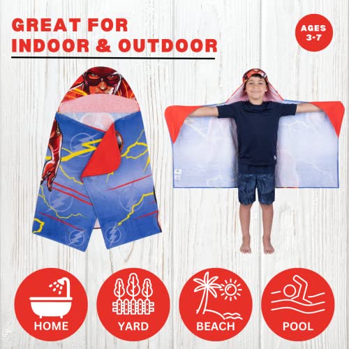 Image of WB The Flash Movie DC Comics Kids Bath /Pool /Beach Soft Cotton Terry Hooded Towel Wrap, 24 in x 50 in, By Franco