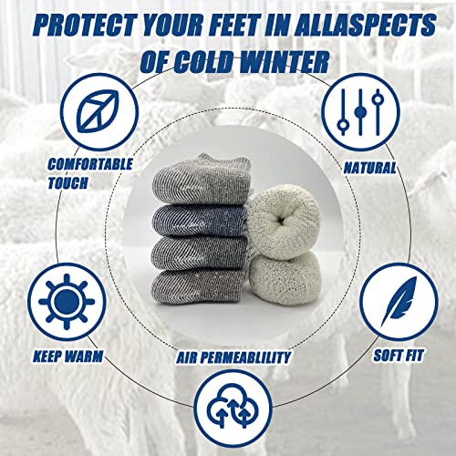 Vihir Men's Antimicrobial Thermal 80% Merino Wool Athletic Crew Socks, 4 Pairs