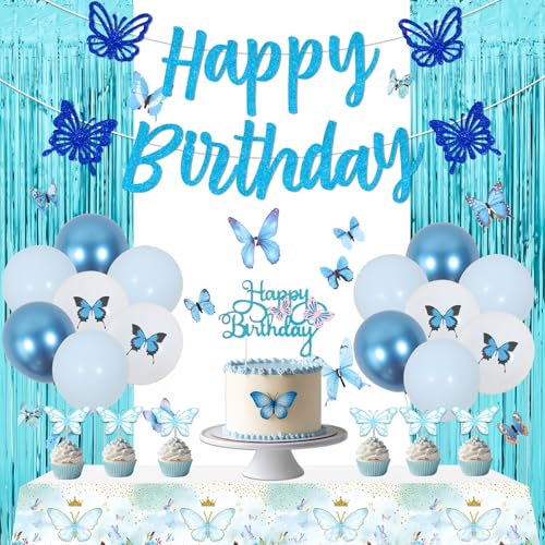 Blue and Pink Butterfly Birthday Party Decorations for Girls, Butterfly
