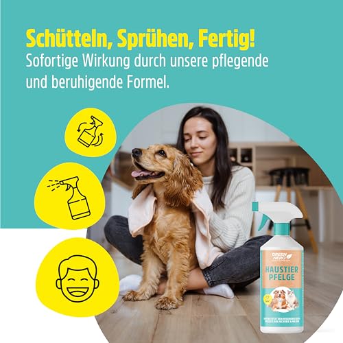Green Hero Mittel gegen Juckreiz bei Milben 500 ml für Hunde & Katzen | Haustierpflege Spray unterstützt den Regenerationsprozess bei Grasmilben Milben Räude Reizungen Läusen Anti Juckreiz