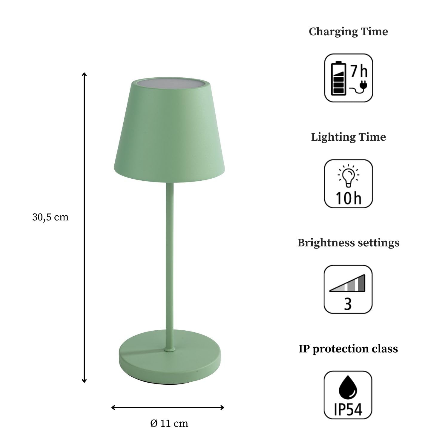 APS 17001 "MERLE" - Lampada da tavolo senza fili USB-C con temperatura e luminosità regolabili, protezione dagli spruzzi d'acqua IP 54, con dockinstation e telecomando