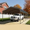 Heavy Duty Metal Carport Galvanized Steel All Weather Carport Canopy with Anchor Kit for RV Boat Truck Tractor Garage Shelter in 10x20 12x20 20x20 20x30 20x40 FT Easy Assembly Carports Kit (10x20 FT)