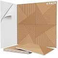 Sunlysound 3D Textured Wood Grain Sound Acoustic Wall Panels, 23.6'' x 23.6" Noise Dampening Modern Wall Decor, Peel and Stick for Noise Reducing in Home Office, Studio, Gaming Room (Burlywood)