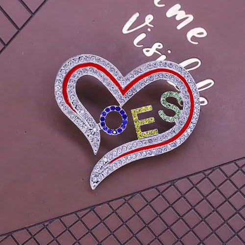 Image of Greek Order Eastern Star Pin Social Members Heart OES Brooch Women Gifts Jewelry
