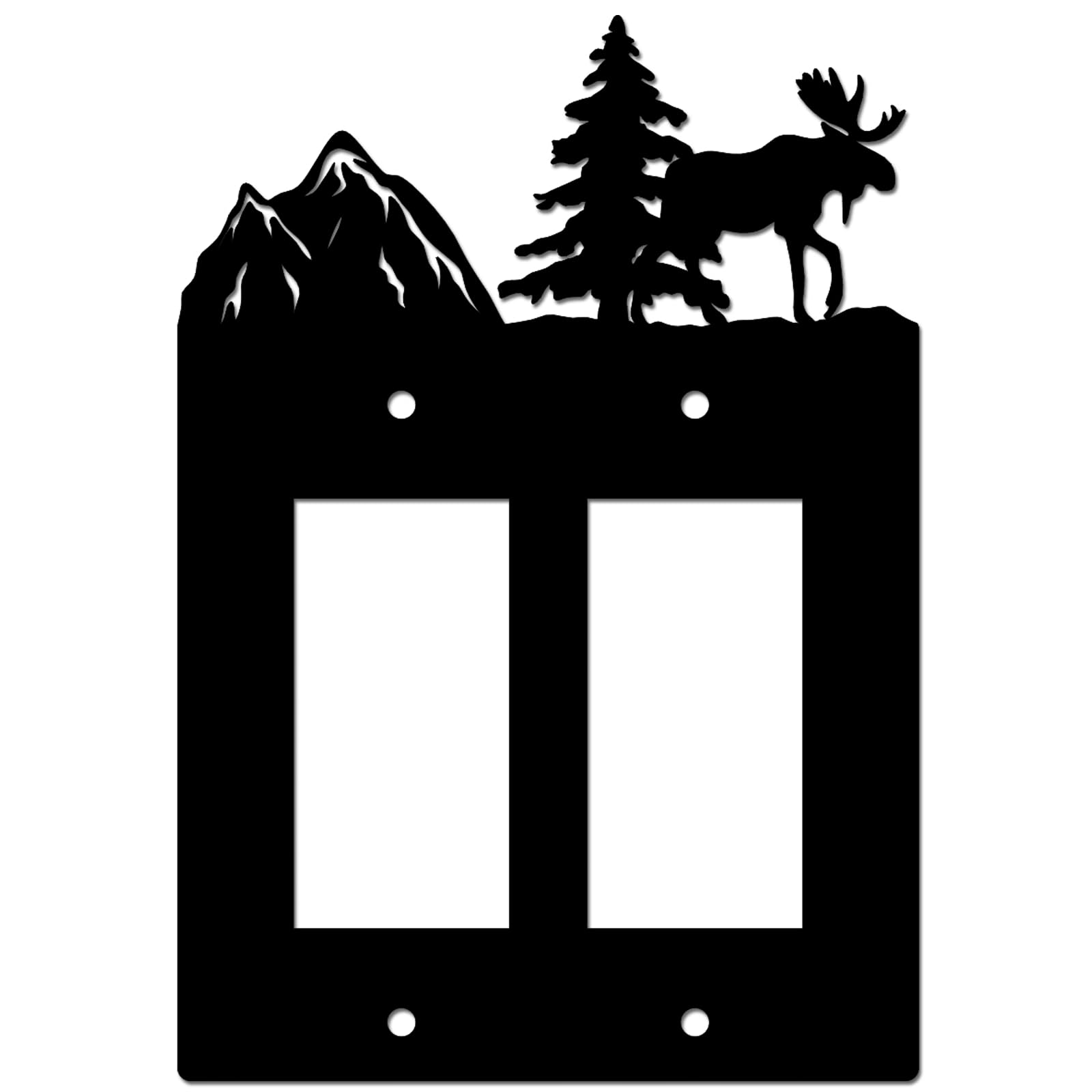 Moose Light Switch Covers Wall Plate, Metal Decorative Plates Outlet Covers (Double Rocker(GFCI))