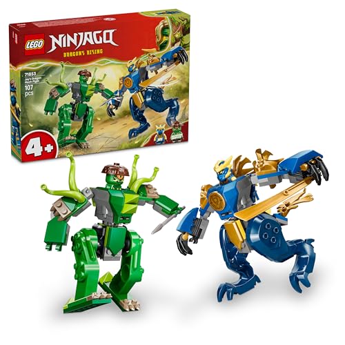 LEGO NINJAGO Duello con il Drago-Mech di Jay - Giocattolo Ninja con 2 Action Figure, 2 Minifigure, Katana e Spade - Idea Regalo di Compleanno per Bambini e Fan da 4 Anni in su - 71853