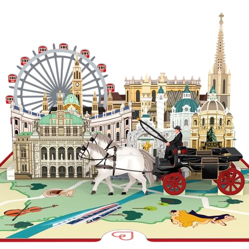 papercrush® Pop-Up Karte Wien - 3D Geburtstagskarte, Reisegutschein für Frauen & Männer, Geldgeschenk Karte für Reisekasse für Städtetrip, Übernachtungsgutschein für Wochenendtrip zu Weihnachten
