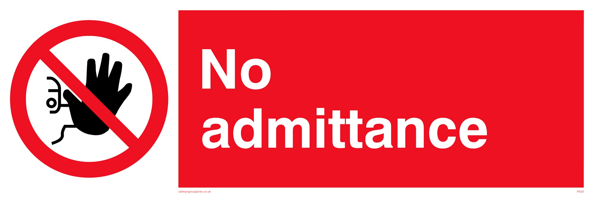 Pack of five - No Admittance Sign - 300x100mm - L31