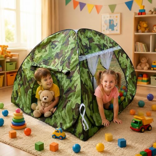 Image of Jungle Printed Play House Foldable Kids Play Tent for Boys & Girls|Indoor & Outdoor Toddler Activity| Play Tent for Kids |Fun Playhouse|Lightweight and Portable (Green-Black)