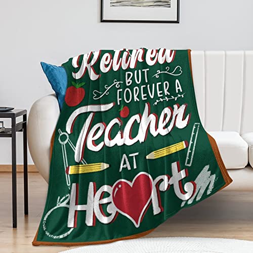 Retirement Throw Blanket - Soft, Fuzzy & Warm - 60x80 Inches Flannel Blankets for Women Men - Dark Green Modern Throws Farewell Gift for Teacher Coworker
