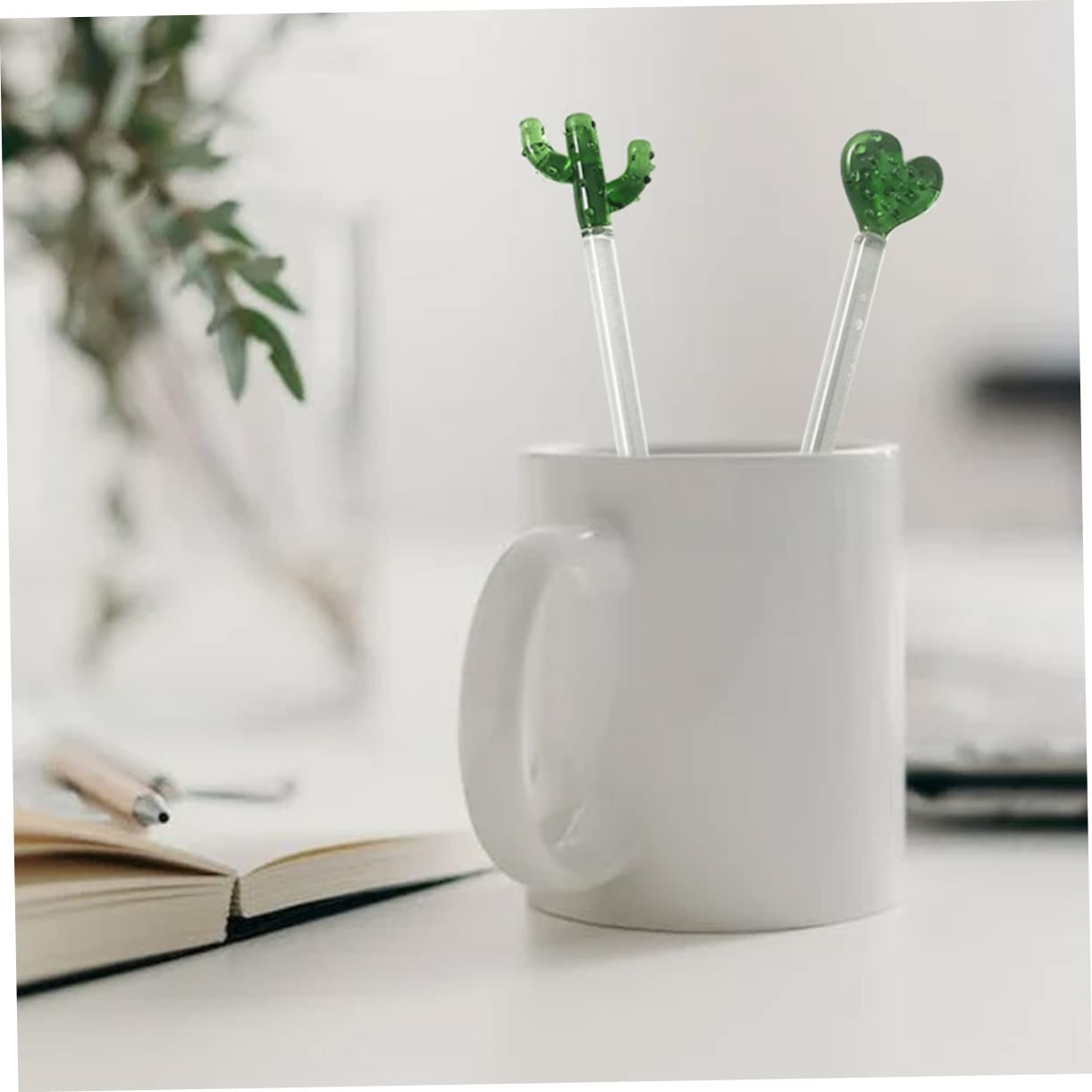 PRETYZOOM 5 Juegos Batidor De Cactus Agitadores De Bebidas Vaso De Bebida Cocteles Agitador De Cócteles Dispensador De Bebidas Aperitivo Grifo Transparent Vidrio Reutilizable 2 Piezas * 5