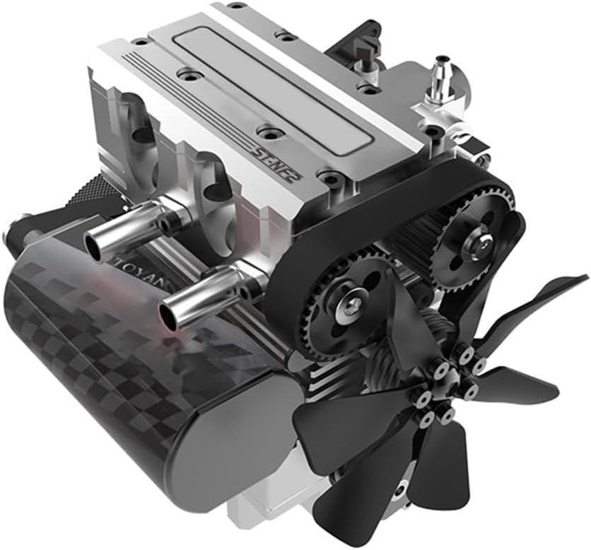Image of Model Engine Kit for Adults - L2 Mini Engine Build Kit That Runs on Gas, Twin Cylinder 4 Stroke Nitro Engine DIY Full Metal Car Engine Model Kit Educational Experiment, TOYAN FS L200AC,KIT
