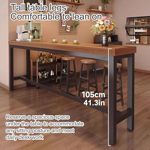 Mesa de bar alta de madera maciza, mesa de comedor estrecha con diseño empotrado para cocina, rincón de desayuno o balcón, muebles elegantes que ahorran espacio