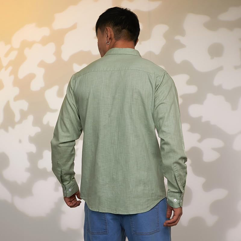 Image of CAHOOT Men's Solid Utility Shirt | Casual Wear | Spread Collar | Long Sleeve | Button Closure | Shirt Crafted with Comfort Fit for Everyday Wear