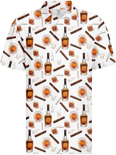 Image of PAGYMO Funny Golf Shirts for Men Crazy Printed Pattern Novelty Moisture Wicking Performance Mens Polo Shirt