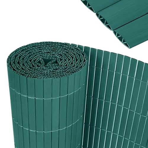 YRHome PVC Sichtschutzmatte 80x300cm Stabile W-Form Sichtschutzzaun Balkon Balkonsichtschutz Sichtschutz mit Kabelbindern Windschutz Wetterfest UV-beständig für Garten Terrasse,Grün