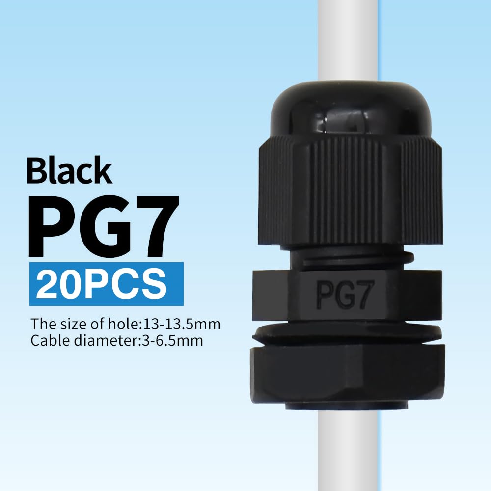 Snapklik.com : MAKERELE PG7 Cable Glands Black Plastic Cable Gland ...