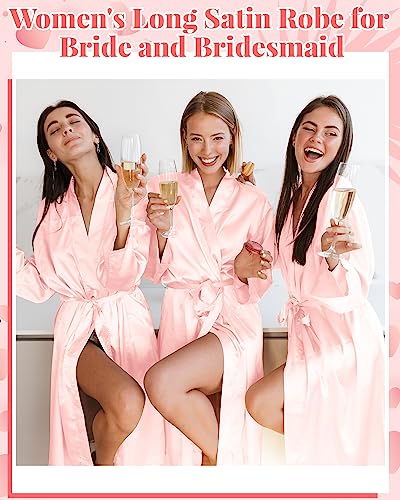 Image of Xtinmee 6 /12 Pcs Women's Long Satin Robes Full Length Sleepwear Silky Bath Robe Kimono Dressing for Wedding Birthday Party