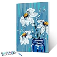 Ginkko Paint by Numbers for Adults Beginner & Kids Ages 8-12 with Wooden Frame Easy Acrylic on Canvas 9x12 inch with Paints and Brushes, vase Flower(Include Framed)