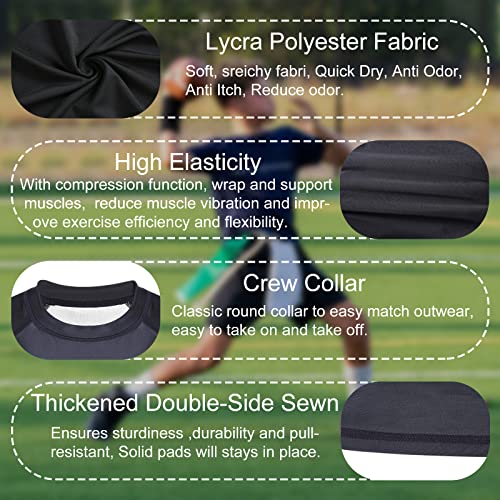 Tuoyr Youth Padded Football Shirt Chest Rib Protector Baseball Youth Padded Compression Shirt For Shoulder Heart Guard Sternum Protective Boys Kids Back Breathable Undershirt For Basketball Rugby #TOP7