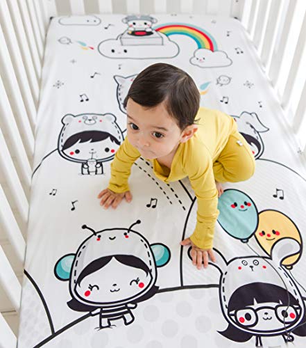 Rookie Humans 100% Organic Cotton Sateen Fitted Crib Sheet: Party In My Crib, Modern Nursery, Use As A Photo Background For Your Baby Pictures. Standard Crib Size (52 X 28 Inches) #TOP4