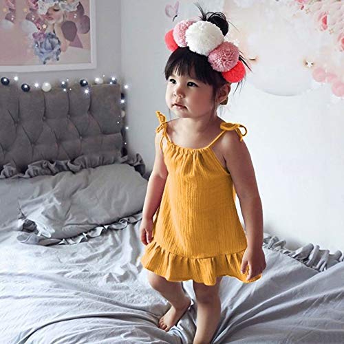 BAOBAOLAI Vestido para meninas com alça padrão liso Roupa infantil Princesa Roupas de verão