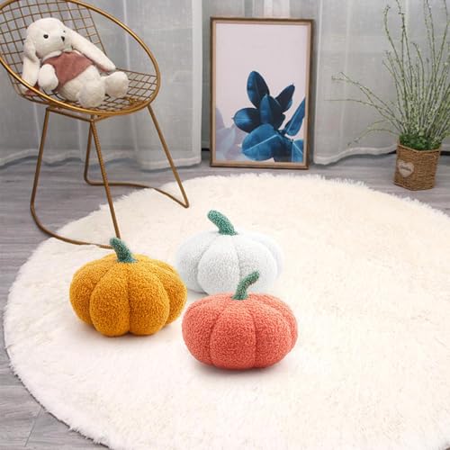 Xionghonglong 3D Gefüllte Kürbis Dekokissen Kürbiskissen Flauschige Plüsch Spielzeug Kürbis Deko Zimmer, Sofa Dekorative Kissen Halloween Deko Party Favors (Gelb)
