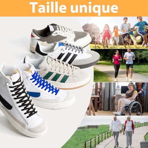Stepace 2 Paires de Lacets Élastiques Plats sans Noeud Noir 120 – vue 6
