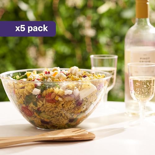 Matana 5 Grandi Ciotole in Plastica Rigida Trasparente, Insalatiere, 3000ml - Resistenti e Riutilizzabili - Insalate, Finger Food, Snack e Patatine - Feste, Picnic, Compleanni, Barbecue - immagine 3