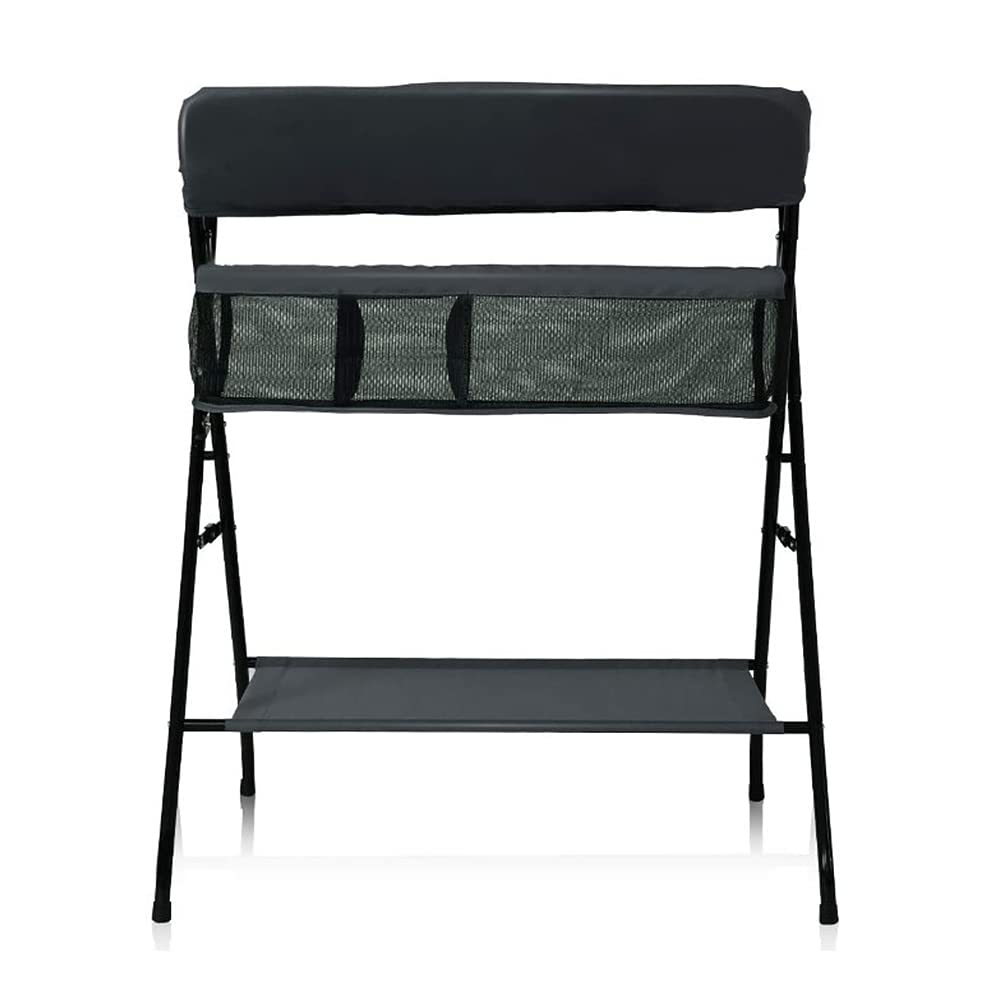 Mueble Cambiador Bebe Plegable y Portátil, Cambiador con 4 Ruedas, Patrón de Jirafa, Ajuste de Altura, 80 * 66 * 92-98cm (B-blanco roto)