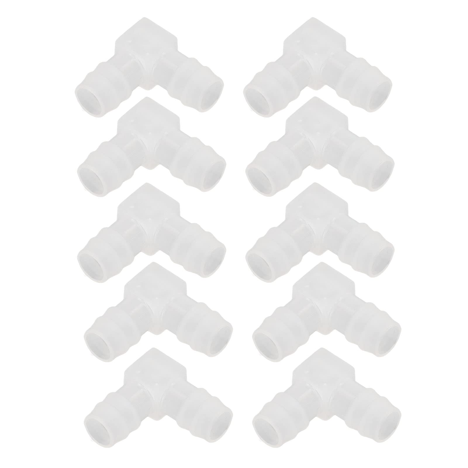 10 Pcs Plastic Hose Bar, 90 Degree Elbow Fitting, Hose Connector Adapter, 2 Way Joint, Mender Union Adapter for Boat Aquarium(14mm)