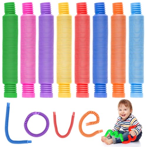 MINISOISO Tubos Sensoriales Niños, 24 Piezas Juguetes Sensoriales de Tubo Elástico, Multicolor Tubos Pop, Fidget Toys para Aliviar el Estrés y la Ansiedad Adecuado para Niños y Adultos