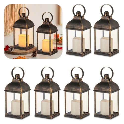 Staymoment Farolillo con velas LED en negro y dorado: juego de 6 farolillos de 22 cm...