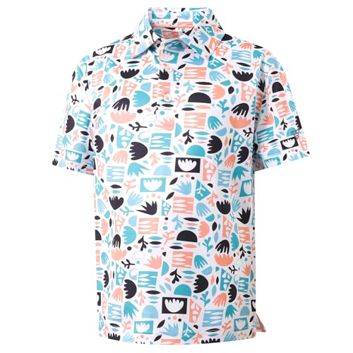 M MAELREG Boys Polo Shirt Short Sleeve Performance Dry Fit Stretch Funny Print Active Casual Collared Golf Shirts for Boy