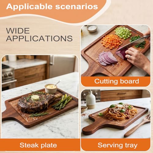 Tabla de cortar de madera ébano con mango, pack de 10 miniatura 4