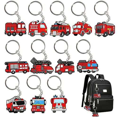 Tashce Conjunto de 12 porta-chaves com design de bombeiro, ideal para chaves e mochilas