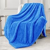 Exclusivo Mezcla Plush Fuzzy Fleece Throw Blanket Extra Large, Super Soft, Fluffy and Warm Blankets for Couch, Bed, Suitable for All Seasons (50x70 Inches, Cobalt Blue)