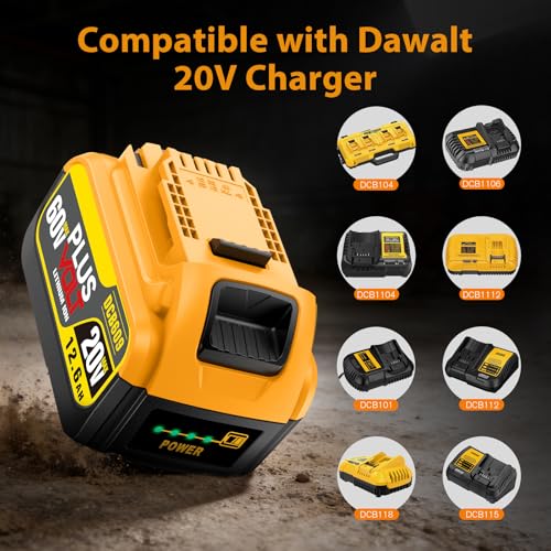 Image of 12.6Ah 20V /60V Flex MAX Compatible with Dewalt Lithium Ion Battery with High Capacity Batteries Cordless Power Tools 60 Volt Baterias DCB606 DCB609 DCB612 DCB615 (2 Pack MAX 12.6Amp 60Volt)